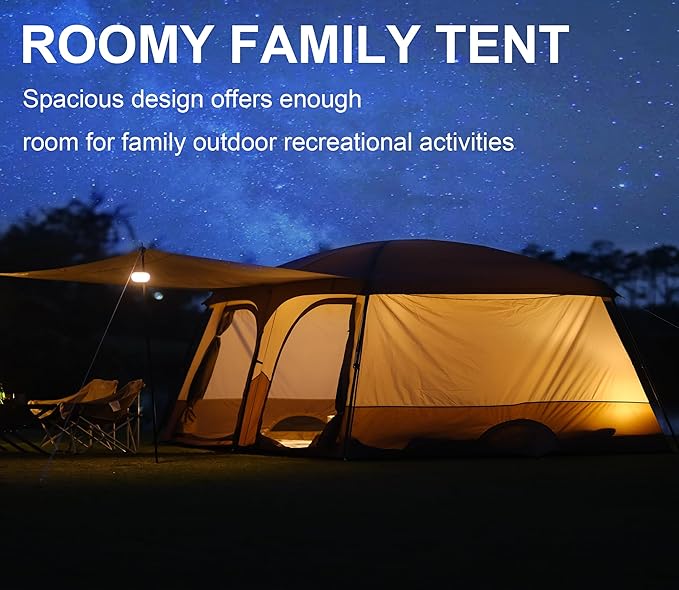 Vidalido Tents8-10 Person Camping Tent with Extended Vestibule2 Room Weather Resistant Family TentsEasy Install Waterproof Outdoor Tent for Camping Hiking