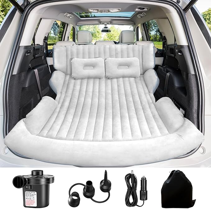 AearKing SUV Air Mattress Thickened Car Air Mattress SUV Mattress for Truck Double-Sided Inflatable car Bed with 2 Pillows &amp Air Pump Car Camping Mattress Back Seat Inflatable Bed for Suvs