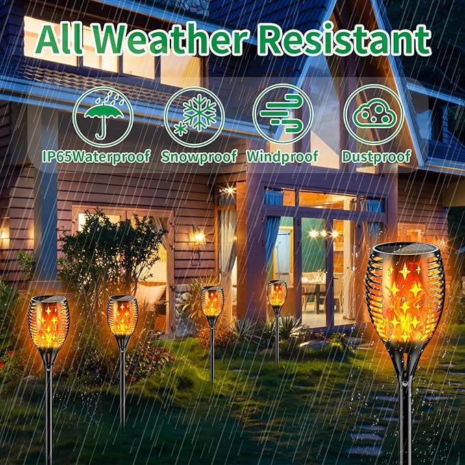 YoungPower 43'' Large Solar Torch Lights Flickering Flames Torches Waterproof Outdoor Flame Decoration Lighting for Yard Driveway 2 Pack
