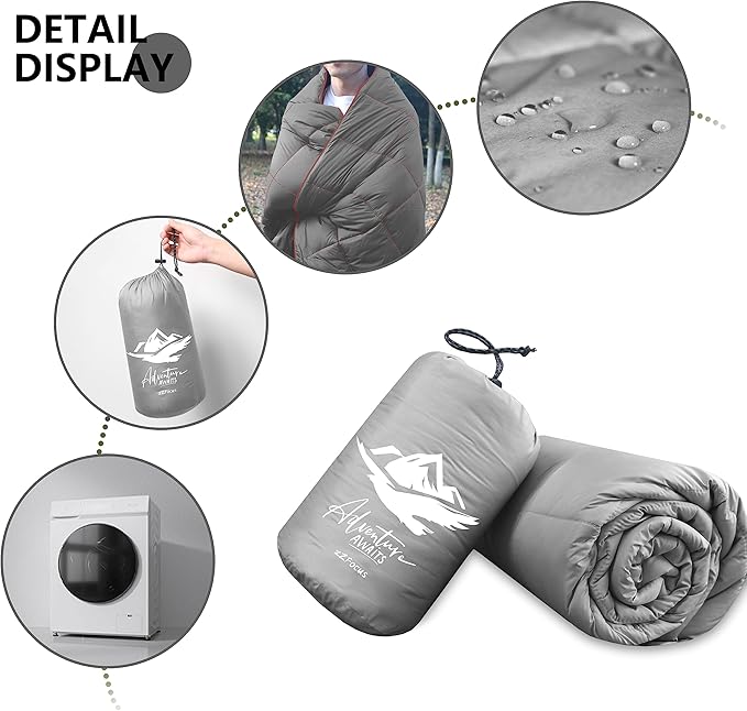 Camping BlanketLightweight Puffy Blanket Packable Down Alternative Throw Blanket Waterproof Windproof for Outdoors Travel Beach Airplane Hiking