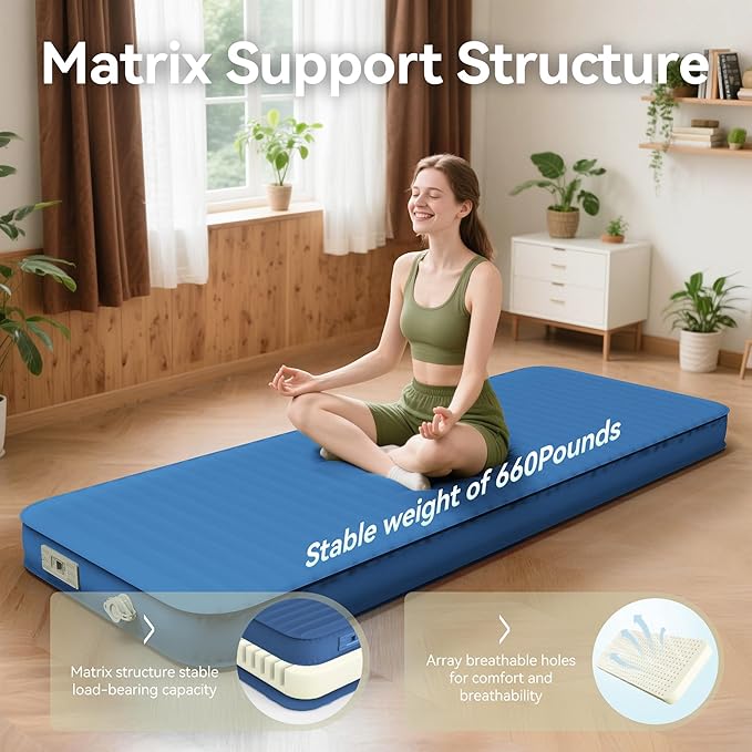 Sleeping Pad for Camping Self Inflating 4 Ultra-Thick Memory Foam Camping Mat with Built-in Electric Pump 9.5 R-Value Insulated Air Mattress Sleeping Pads for Car Travel Tent Cot