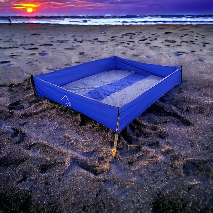 Sandproof Beach Walled Blanket Outdoors Beach Blanket with Sides Fitted Sheet Water Resistant Portable and Lightweight Outdoors Playpen for Sand and Grass