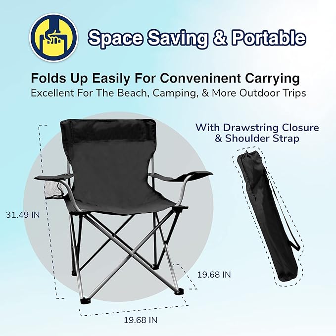 Weather Station Camping Chair Lightweight and Portable Outdoor Folding Tailgate Quad Chair with Cup Holder and Armrests