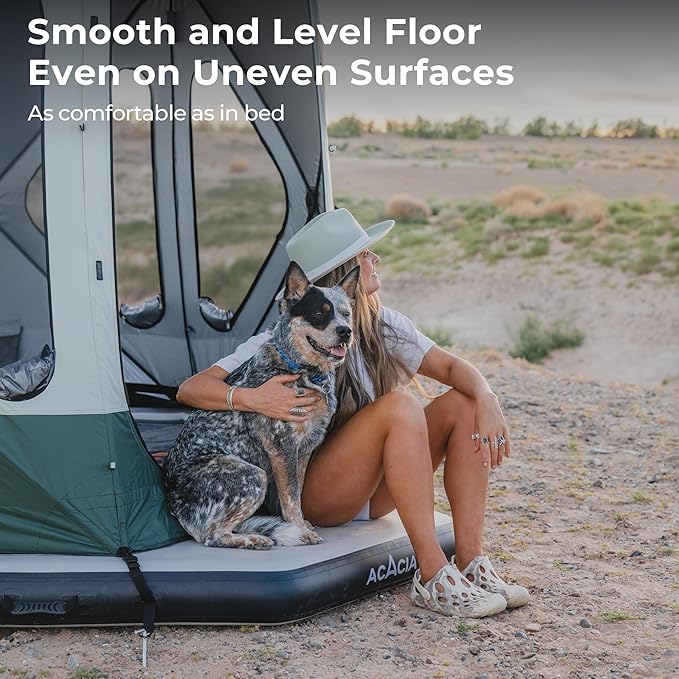 ACACIA Air Floor 2-3 Person for Space Camping System 4-Layer 6-Inch-Thick Inflatable Floor for Floating Tent Waterproof Moistureproof Camping Base with Removable Carpet Repair Patch Carry Bag