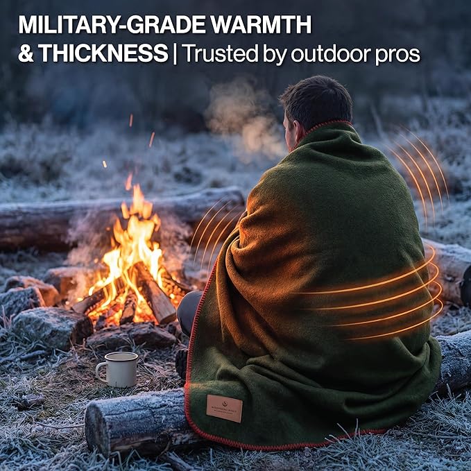 100% Wool Blanket - Premium Ultra-Soft &amp Warm Twin 62x 84 Large Size Blanket for Couch Bed Home Camping &amp Outdoors