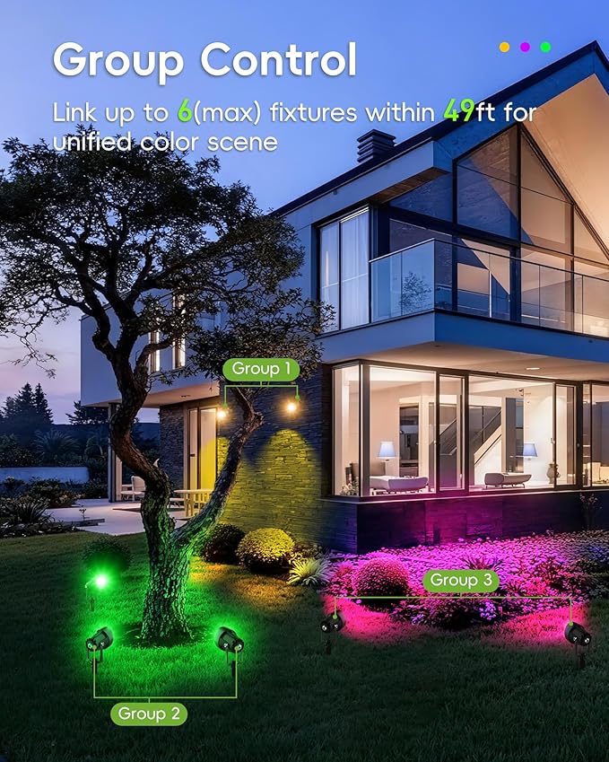 CORESLUX Christmas Smart Spot Lights Outdoor Color Changing Warm White Landscape Lights with APP and Remote Control Spotlight Waterproof for Garden Yard Patio Landscape