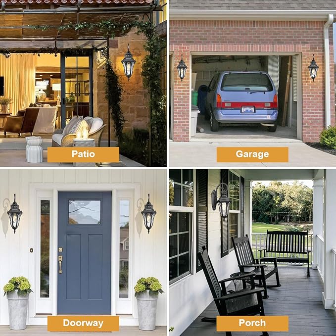 Outdoor Lights Fixtures Wall Mount Outdoor Sconce Lighting Anti-Rust Exterior Porch Light Waterproof Aluminum Outside Lamp with Water Ripple Glass for Home Garden Patio Garage