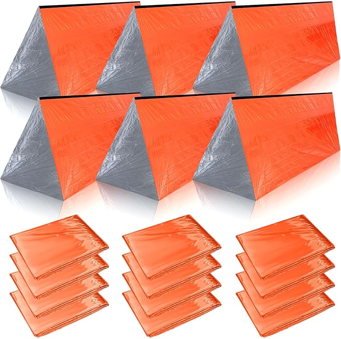 Woanger 4/10/20 Pcs Emergency Tent for Homeless Survival Tents Bulk 2 Person Tube Camping Tents 8 ft x 3 ft Shelter Survival Tent Portable Shelter for Hiking Backpacking Camping Outdoor