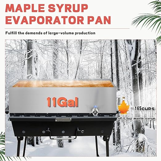 Maple Syrup Evaporator Pan 304 Stainless Steel Maple Syrup Evaporator with Valve and Thermometer 11Gal Feed Pan for Boiling Maple Syrup 24 x 18 x 6 Inch Maple Syrup Making Supplies for Home