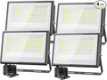 Olafus 130W Flood Lights Outdoor 13000lm LED Work Light Plug in 6500K Daylight White Led Flood Light Outdoor IP66 Waterproof Security Lights for Yard Garage Stadium 4 Pack