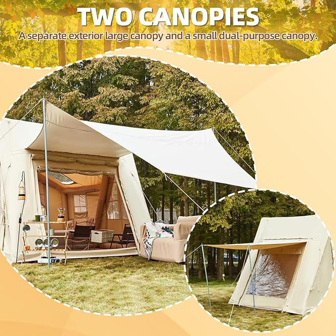 EROMMY 4/6/8/12 Person Inflatable Tent with Skylight 4 Season Blow Up Tents with Hand Pump for Outdoor Camping &amp Hiking Easy Set-up Windproof Sunproof Waterproof