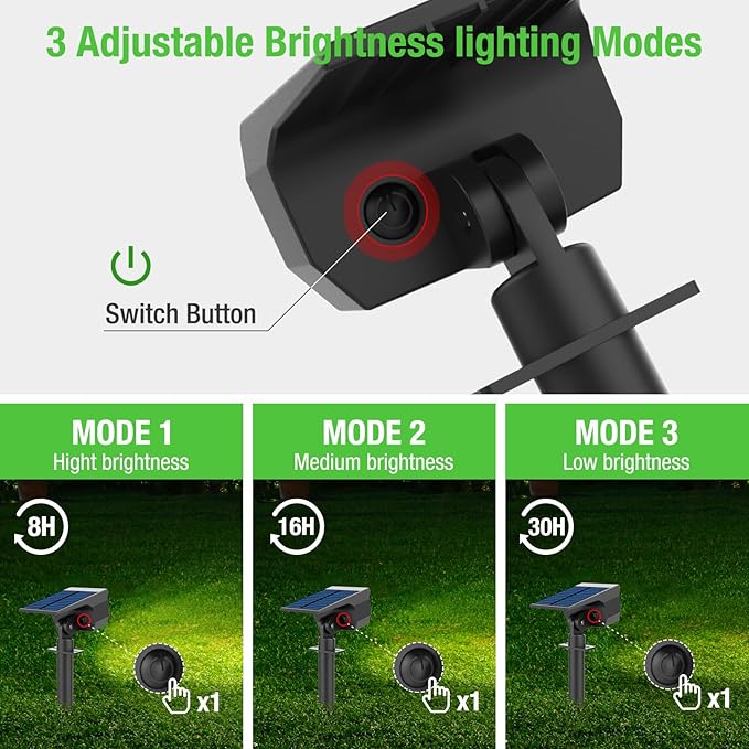 nipify 10 Pack Solar Spot Lights Outdoor Motion Sensor with 3 ModesSolar Spotlights Outdoor Waterproof 2-in-1 Auto On/Off Landscape Lighting for Outside Yard Wall Garden Pathway Warm White