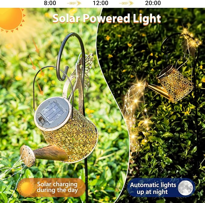 Solar Watering Can Light Solar Outdoor DecorativeGarden Decor Lights for Yard IP65 Waterproof Hanging Lantern Landscape Lights Garden Gifts for Mom Grandma Women Birthday