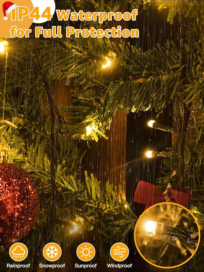 1000 LED 328 FT Christmas Lights Waterproof Outdoor String With Remote and Timer 8 Modes Dimmable Fairy Lights for Holiday Decor (Warm White)
