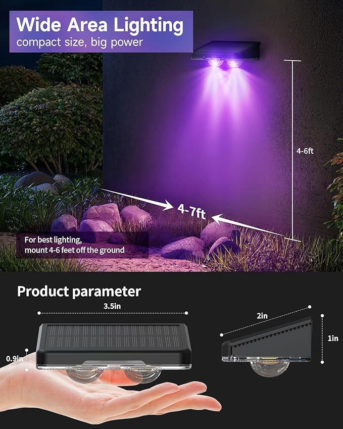 Solar Fence Lights 16 Pack Outdoor IP65 Waterproof LED RGB Fence Lights Solar Powered 7 Colors for Wall Patio Deck Backyard Garden Pool Railing