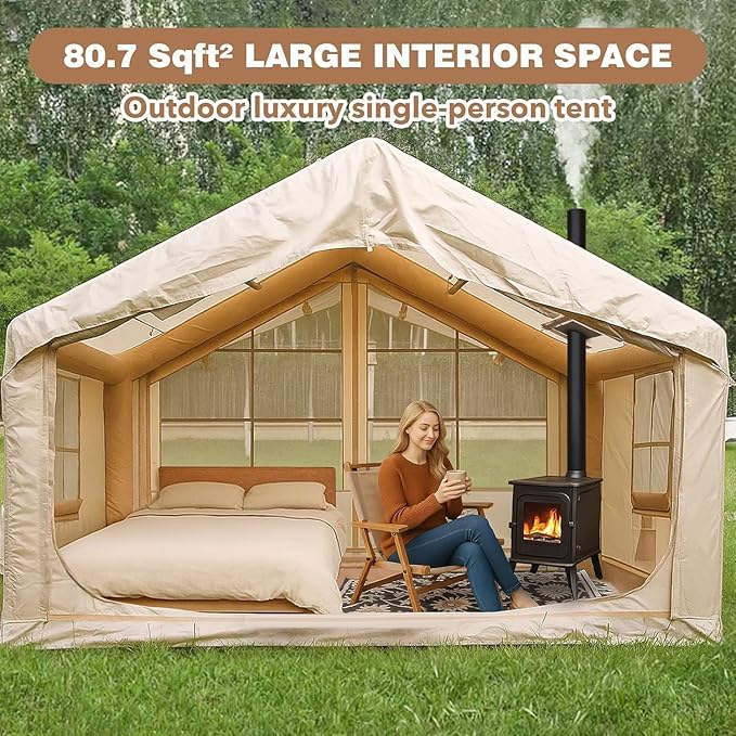 Inflatable Tents for Camping Large Inflatable Camping Tent with Hand Pump Easy Setup Tents for 2/4/6/8/10/12 People Portable Glamping Tent