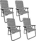 EasyGo Product Portable – Retro Style High Back Design – Outdoor Webbed Chair for Backyard Camping Sporting Events – Easy Folding 4 Pack Black/Grey