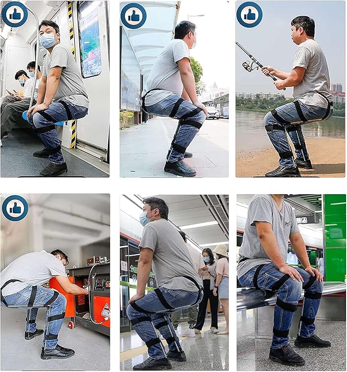 MASERA Wearable Chair - Invisible Magic Seats Folding Portable Seat Lightweight Bear Up to 330Lbs Exoskeleton Levitation for Fishing Concert Subway (Large)