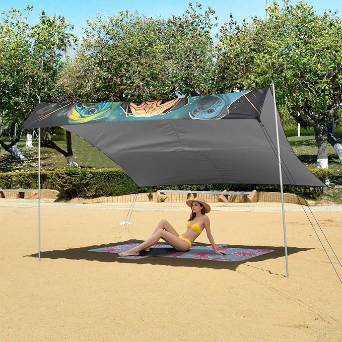 Cute Pug DogCamping Sun Shelters 9.2 x 10.5 FT Beach Canopy Tent Sun Shade with Carrying Bag for Camping Trips Fishing Backyard Fun or Picnics 21340341