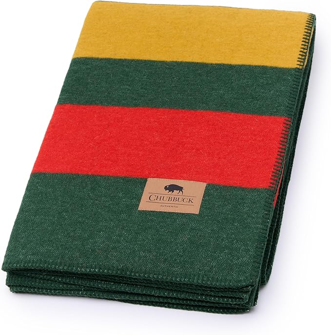 Chubbuck 100% Wool Blanket Camping (60 x 84) - Large Warm Blanket for Camping Emergency Outdoor Concerts and Home Use - Fire Retardant Soft and Warm Blankets for Winter (Windsor)