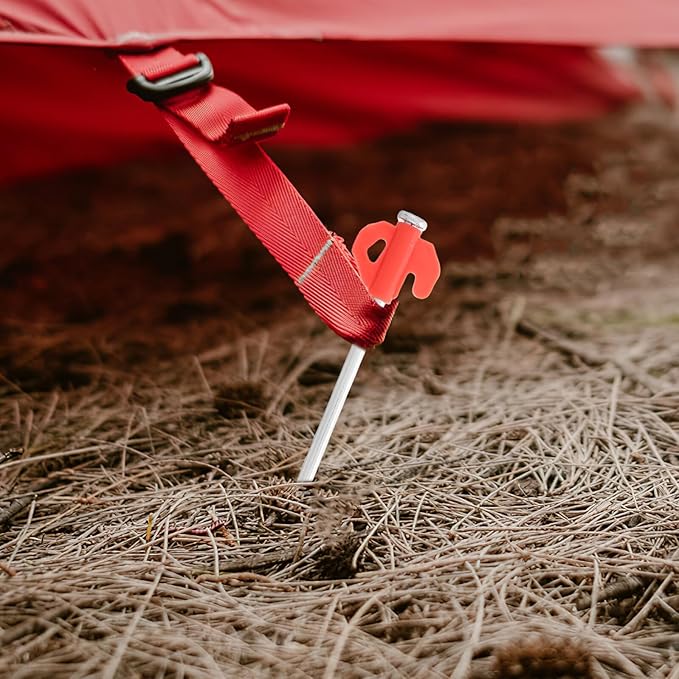 Luxshiny 20pcs Heavy Duty Orange Metal Tent Stakes with Glow Head Windproof Ground Pegs Hook Set for Outdoor Camping and Hiking Shelter Anchors