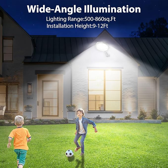 Solar Street Lights Outdoor WaterproofIP65 Outdoor Solar Lights Dusk to Dawn168 LED Flood Motion Sensor for Parks Courtyards 2 Pack