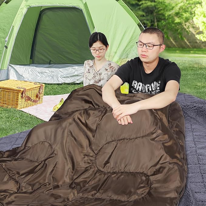 REDCAMP Cotton Double Sleeping Bag for Adults 2 Person Cold Weather Queen Size Flannel Sleeping Bags for Camping Black/Navy Blue