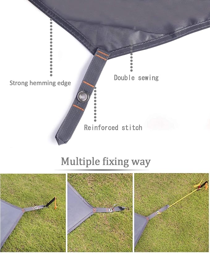 Hikeman Hexagonal Tent Footprint1-4 Person Ultralight Waterproof Tent Tarp Ground Sheet Mat with 6 Tent Stakes for Camping Hiking Picnic Backpacking(L)