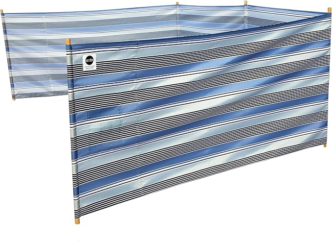 ERDA Surf Stripe Pro Beach Recycled Polyester Rip-Stop 20 ft Lightweight Windscreen Privacy Screen Wind Blocker Free Matching Shoulder Bag (New Mahogany Wood Poles)