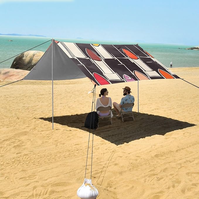 Colorful Abstract Lipstick Camping Sun Shelter Beach Tent Portable Beach Sun Shade Outdoor Canopy for Camping Trips Fishing Picnic
