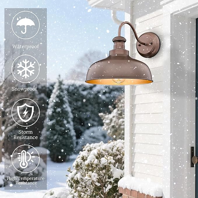 Outdoor Farmhouse Barn Light Outside Wall Sconce Weather Resistant Anti-Rust Farmhouse Exterior Wall Light Outdoor Lantern Lamp for Porch Garage Patio Entryway(Oil-Rubbed Bronze 4 Pack)