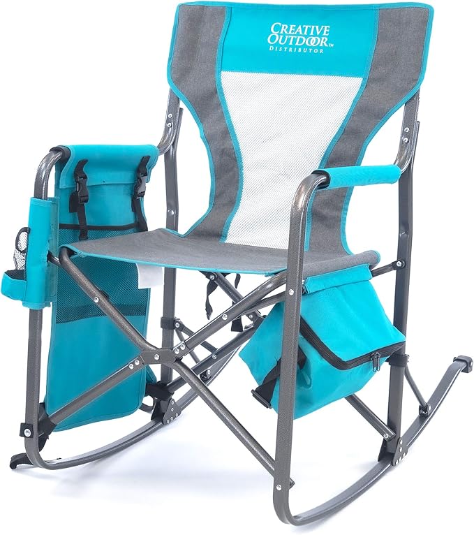 Creative Outdoor Collapsible Folding Rocking Director Chair | Camping Picnic Beach &amp Patio