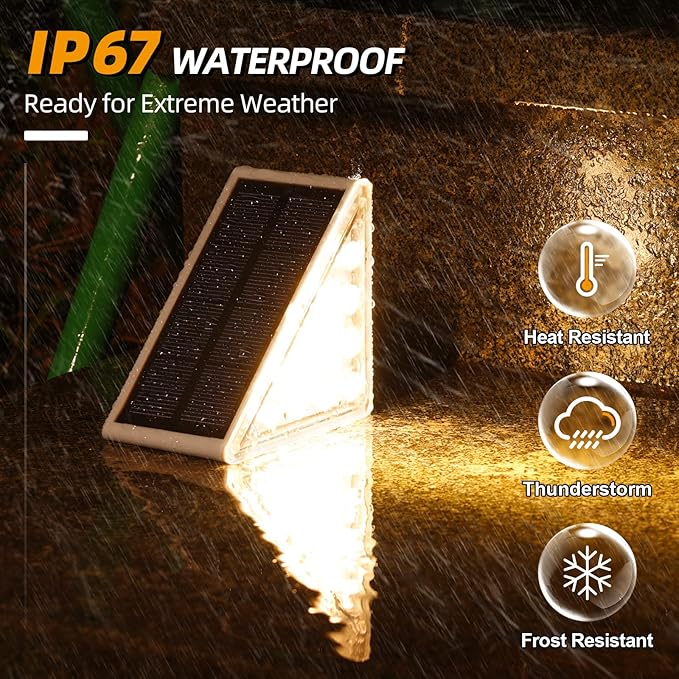 NIORSUN Solar Step Lights - 12 Pack Warm White Auto On/Off Waterproof IP67 Outside for Stairs Patios Yards Porches Steps Sidewalks Decks