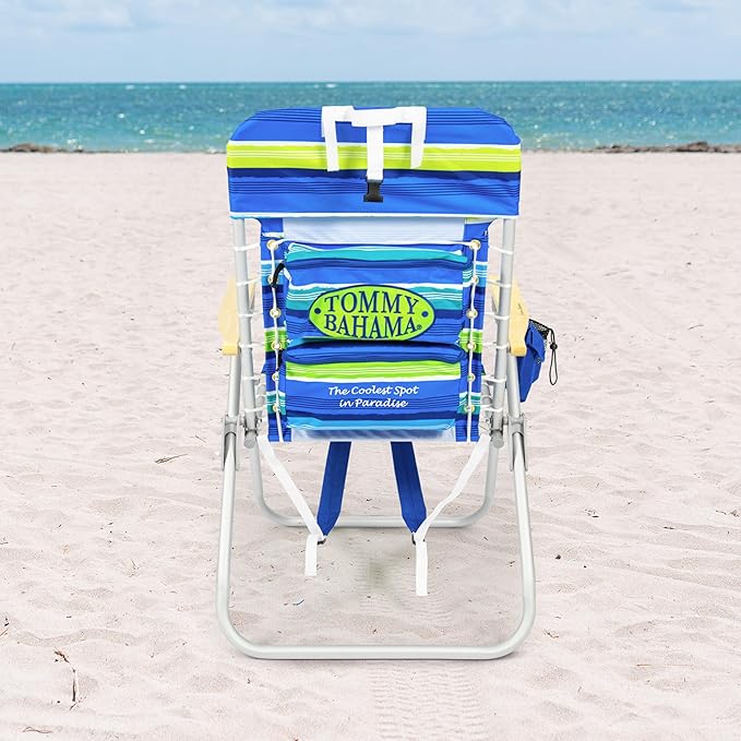 Tommy Bahama Hi-Boy 17 Seat Height 4-Position Lace-Up Suspension Folding Beach Backpack Chair
