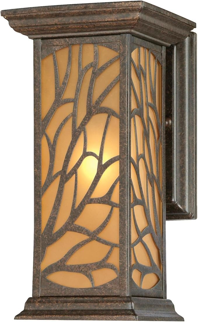Westinghouse 6315000 Glenwillow One-Light Outdoor Wall Lantern with Amber Frosted Glass Victorian Bronze