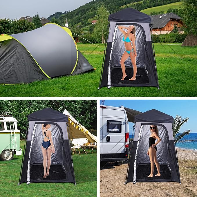 Nice C Camping Shower Tent Instant Pop Up Privacy Changing Tent Outdoor Shower Enclosure Toilet Tents Camping Bathroom Oversize (Square – 1 Room)