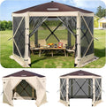 Tecoom 6-Sided 10x10ft Pop Up Gazebo Tent Screen House with Mosquito Netting Canopy for Camping Portable Sun Shelter with Removable Siedwalls for Outdoor Garden Activities