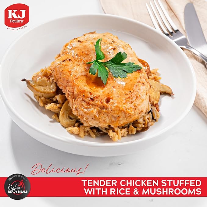 KJ Poultry Kosher Ready Meals - Stuffed Chicken Breast Rice MRE Meat Meals Ready to Eat Gluten Free Halal (6 Pack) Prepared Entree Fully Cooked Shelf Stable Microwave Dinner Travel Military