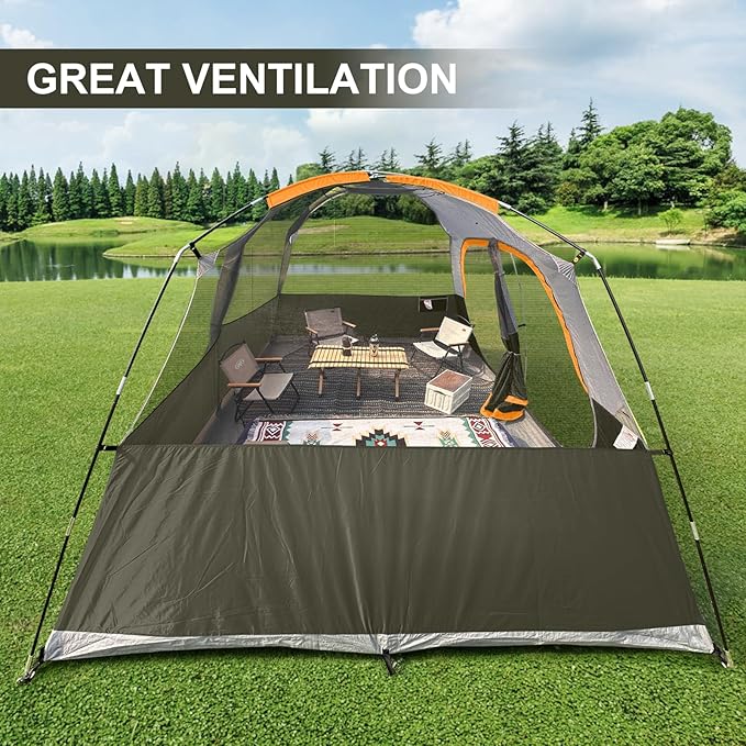 CAMPROS CP Upgraded 6/8 Person Camping Tents Waterproof Windproof Family Tent with Larger Mesh Windows &amp Door Double Layer Easy Set Up All-Season Dome Tent with Top Rainfly &amp Carry Bag