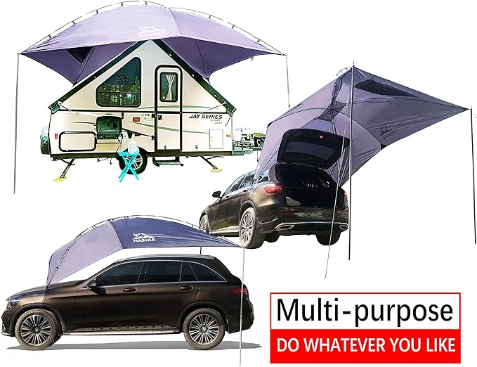 Versatility Camping Tent for Truck BedSUV RVing VanTrailer and Overlanding Portable Teardrop Awning Canopy Tear Resistant Tarp with 2 Sandbag