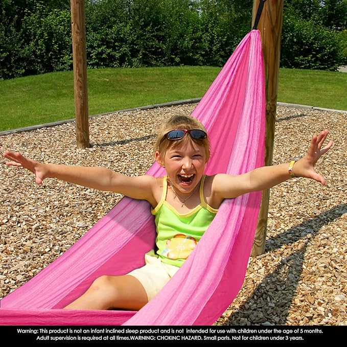 GRASSMAN Kids Hammock-Small Camping hammocks Portable Camping Gear for Child Indoor/Outdoor use with Tree Straps &amp Carabiners Pink