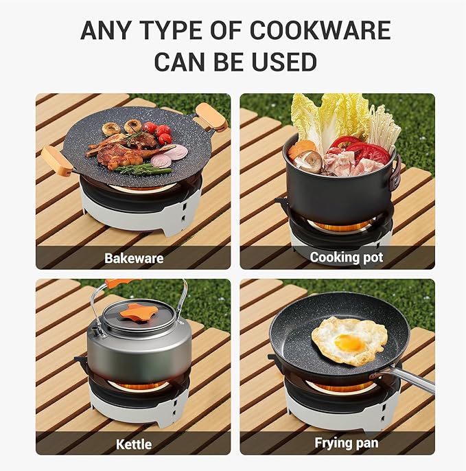 Camping Stove 3600W Portable Backpacking Stove with Piezo Ignition Fuel Canister Adapter Windproof Gas Stove for Camping Hiking Outdoor Cooking