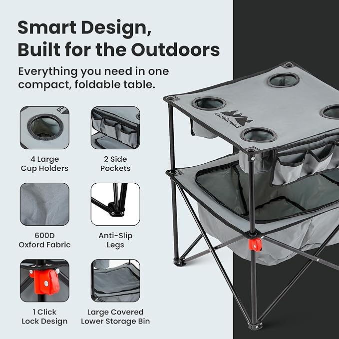 Portable Folding Beach Table Lightweight Outdoor Table with Carry Bag Compact Sand-Friendly for Camping Picnics &amp Travel.