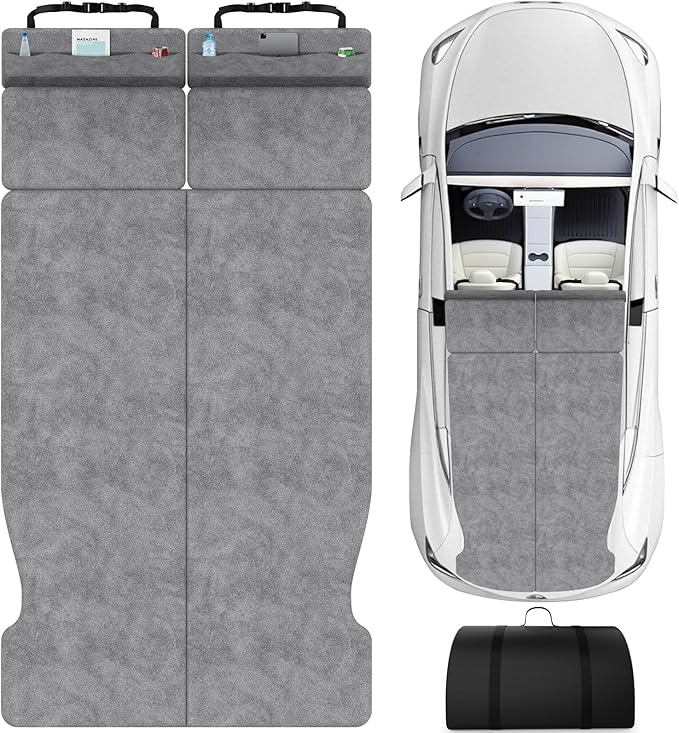 Memory Foam Mattress for Tesla Model Y - 2.4 High-Density Soft Car Camping Bed Foldable with Washable Sheet &amp Storage Bag 74 x 41 Sleeping Mat for Tesla Model Y Accessories Fits Frunk &amp