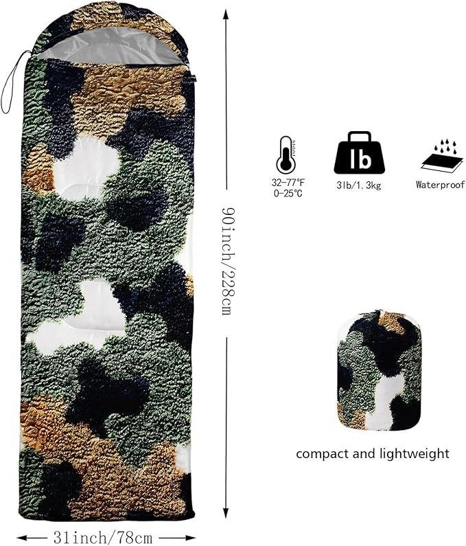 AILONEN Cartoon Camping Sleeping Bag for Boys Girls AdultsLightweight &amp Waterproof3 Season Warm &amp Cold WeatherPortablePrinted Sleeping BagTravelingCampingHiking