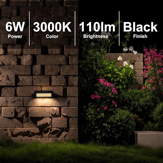ZONK LED Outdoor Indoor Stair Lights 6W 120V Landscape Pathway Step Lights 10Inch 3000K Non-dimmable IP65 Waterproof Staircase Light Deck Lighting Retaining Wall Lights Pack of 6