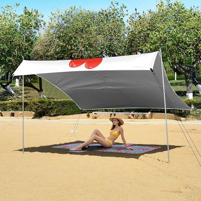 Camping Sun Shelters Black Cats Red Heart Beach Canopy 126 * 110.2in