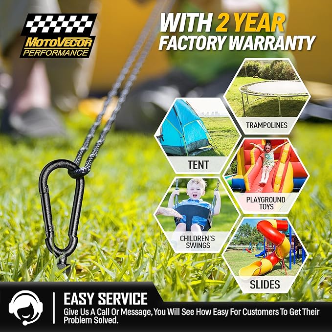 18” Heavy Duty Ground Anchors(1000lbs)Screw in Swing Set Anchors Forged from Tungsten Steel Detachable Carabiner Design High Wind Trampoline Stakes for Tents Trees Canopies Gazebos-4 PCS