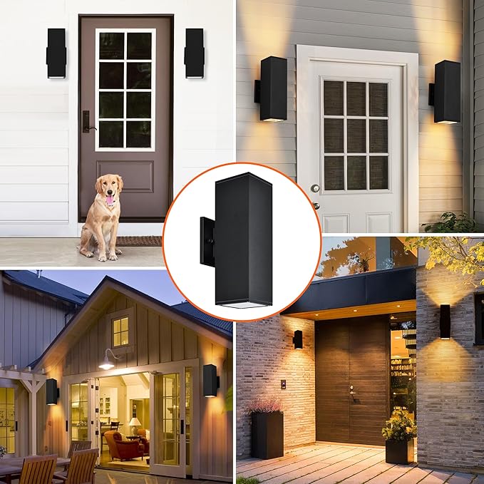 Outdoor Wall Lights Waterproof Exterior Light Fixture for House Aluminum Black Porch Lights Outdoor Wall Mount Light Fixture