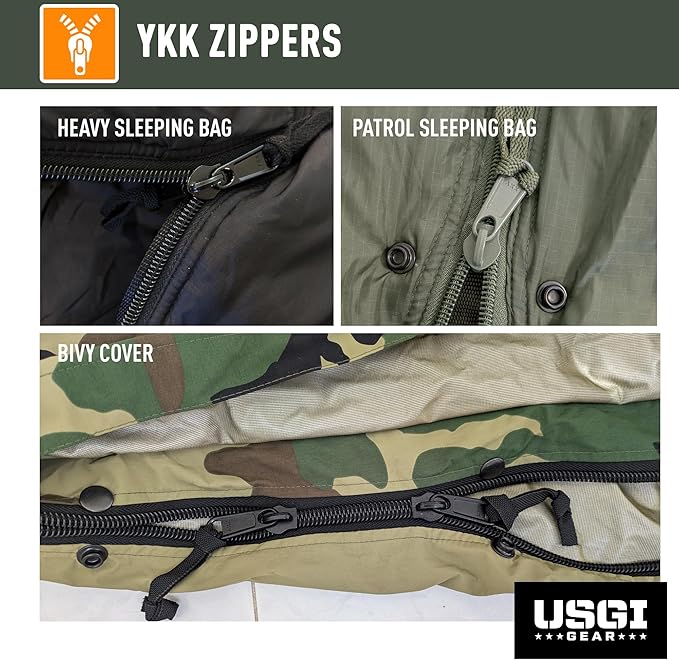 Military Sleeping Bag System Tactical Gear – 4-Part Modular Sleeping Bags Cold Weather Includes Stuff Sack Bivy Cover Intermediate Cold Weather and Patrol Bag – Waterproof and Lightweight